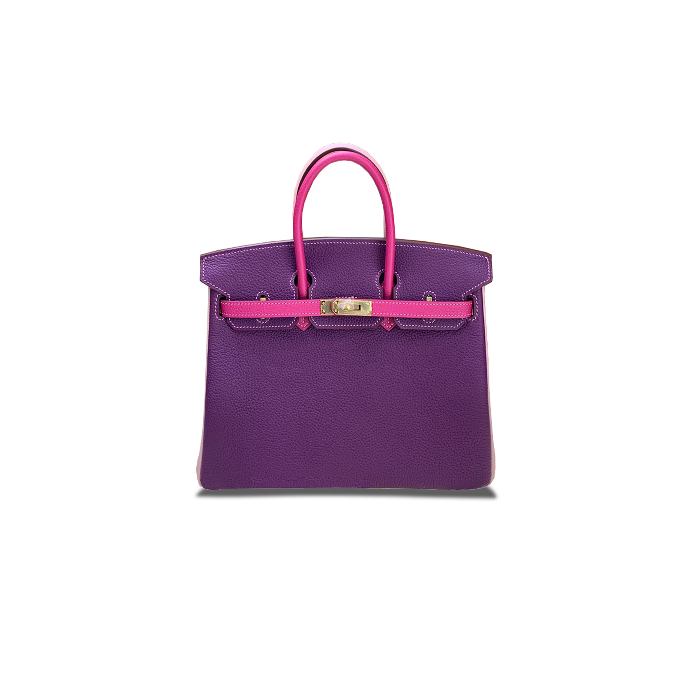 HERMES MASTER BIRKIN 25 TOGO LEATHER ANEMONE PURPLE ROSE RED 3Q PINK GOLD BUCKLE HANDBAG 3300206 (25*20*13cm)